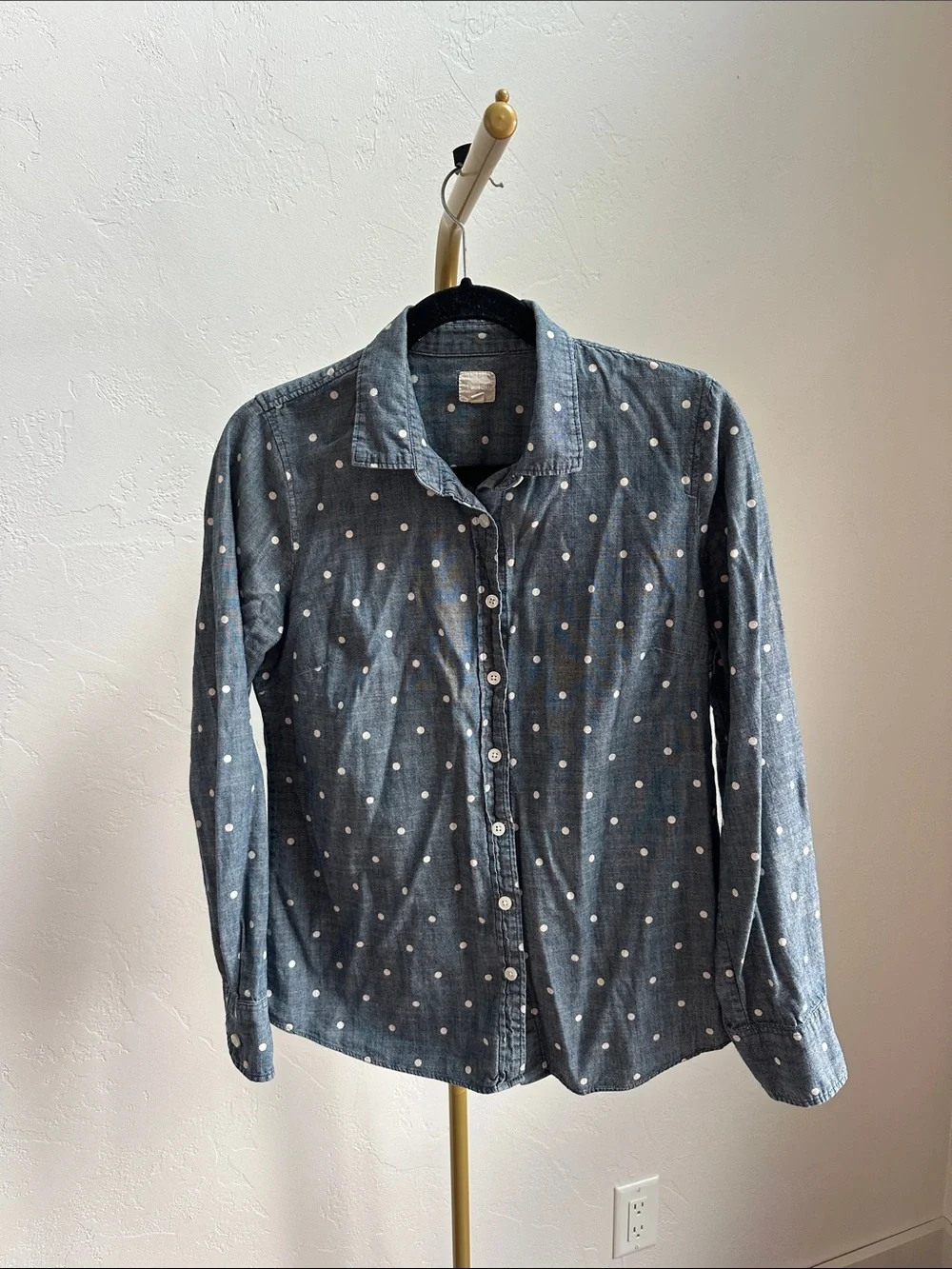 J. Crew Denim Blue Polka Dot Button-Down Shirt